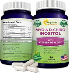 aSquared Nutrition Myo & D-Chiro Inositol with Vitamin D3 & Zinc