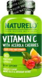 NATURELO Vitamin C with Organic Acerola Cherry Extract and Citrus Bioflavonoids